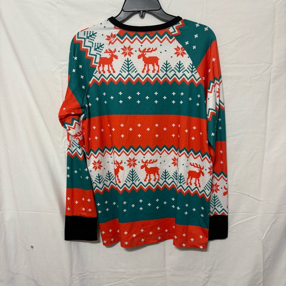 Art dear long-sleeved Christmas sweater with a reindeer and snowflake pattern - Picture 3 of 5